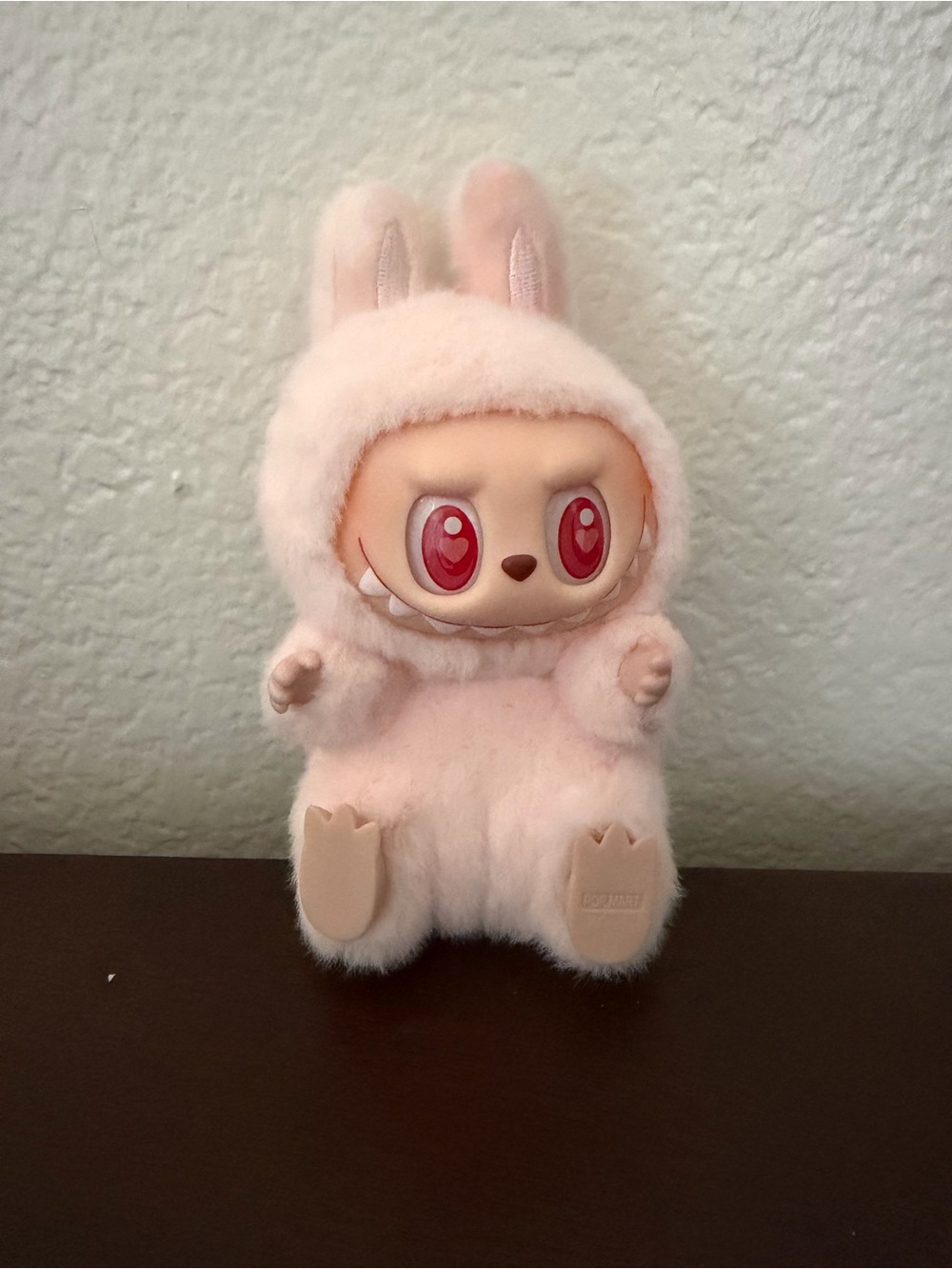 Cute Pink Bunny Plush Figure with Red Eyes